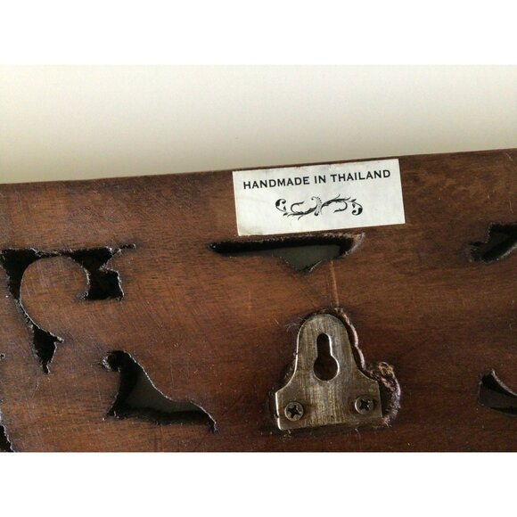 Vintage Ornate Hand Carved Wooden Elephant Floral Wall Panel Made in Thailand - Picture 12 of 16